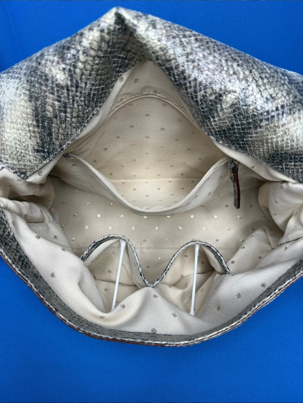 KATE SPADE NEW YORK COBBLE HILL LITTLE MINKA METALLIC PYTHON SNAKESKIN EMBOSSED